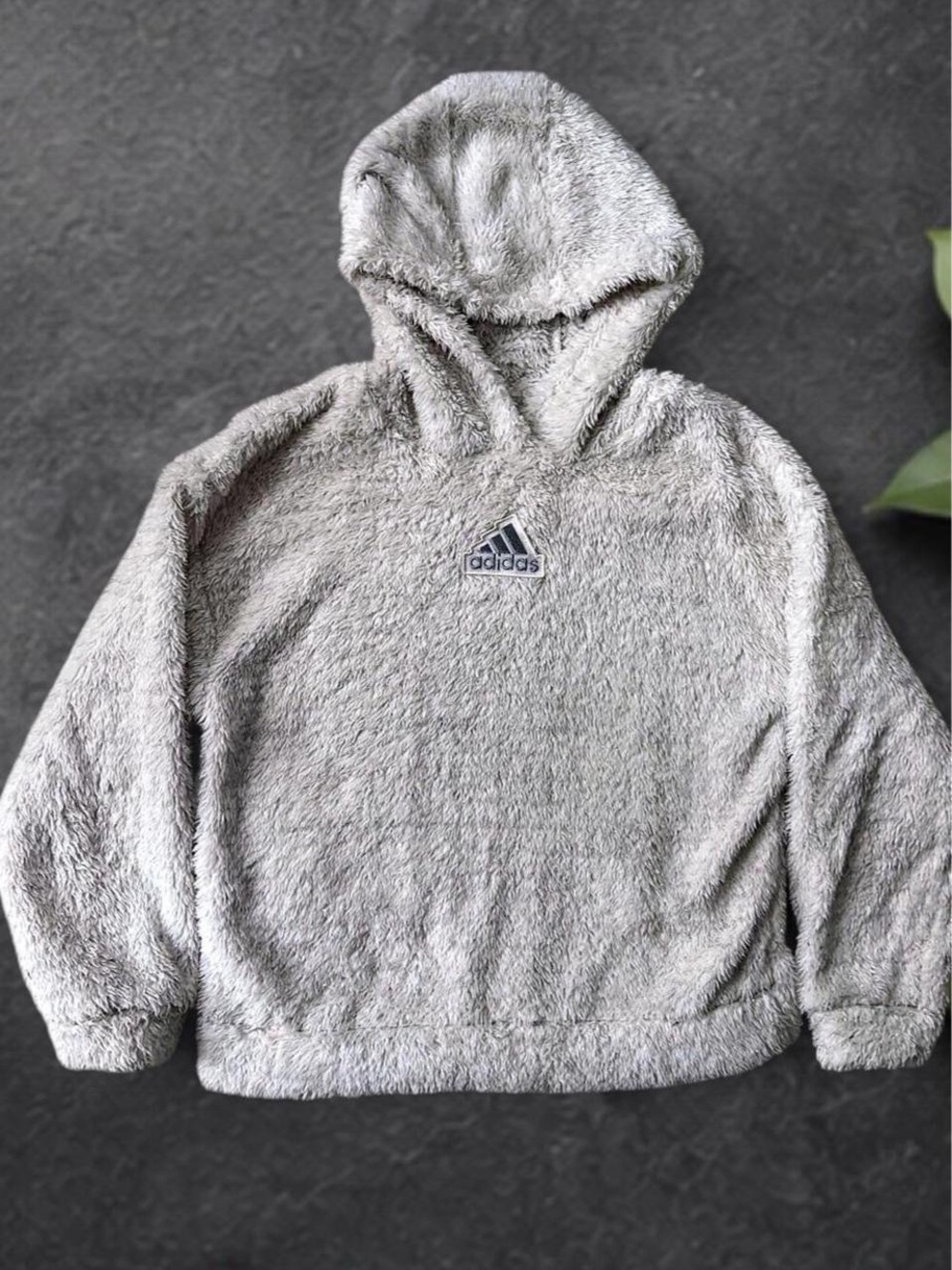 Adidas Girl L 14 White Sparkling Lurex Fleece Sherpa Pull Over Hooded Sweatshirt